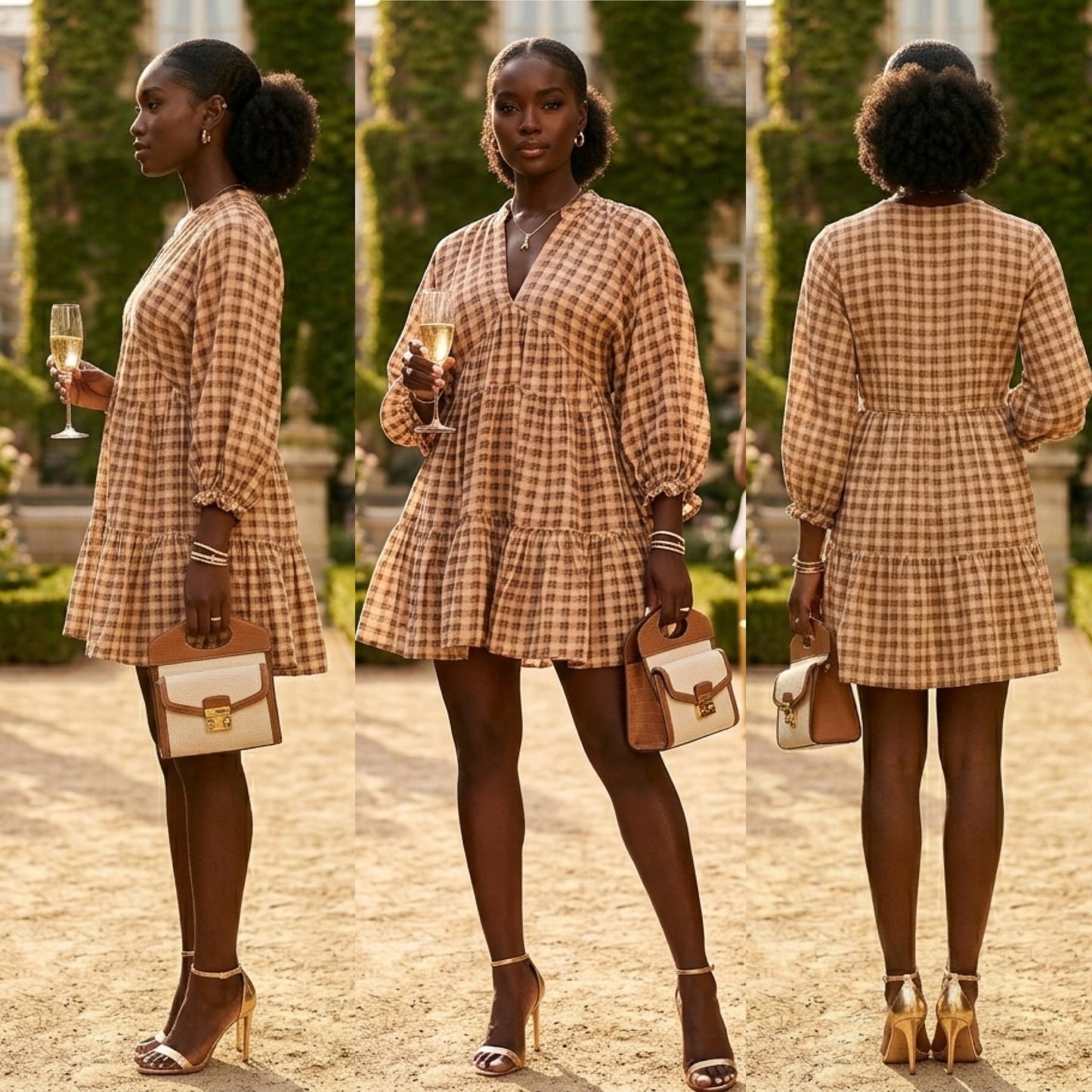 Plaid Babydoll Mini Dress