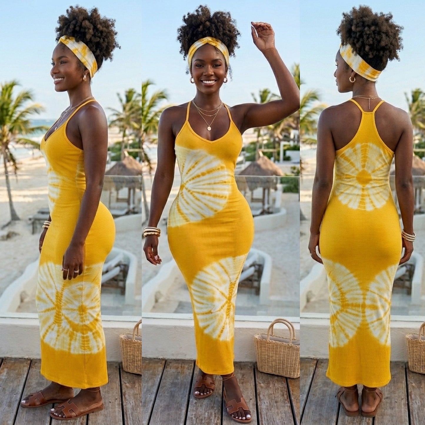 Daisy Tie Dye Dress (Yellow)