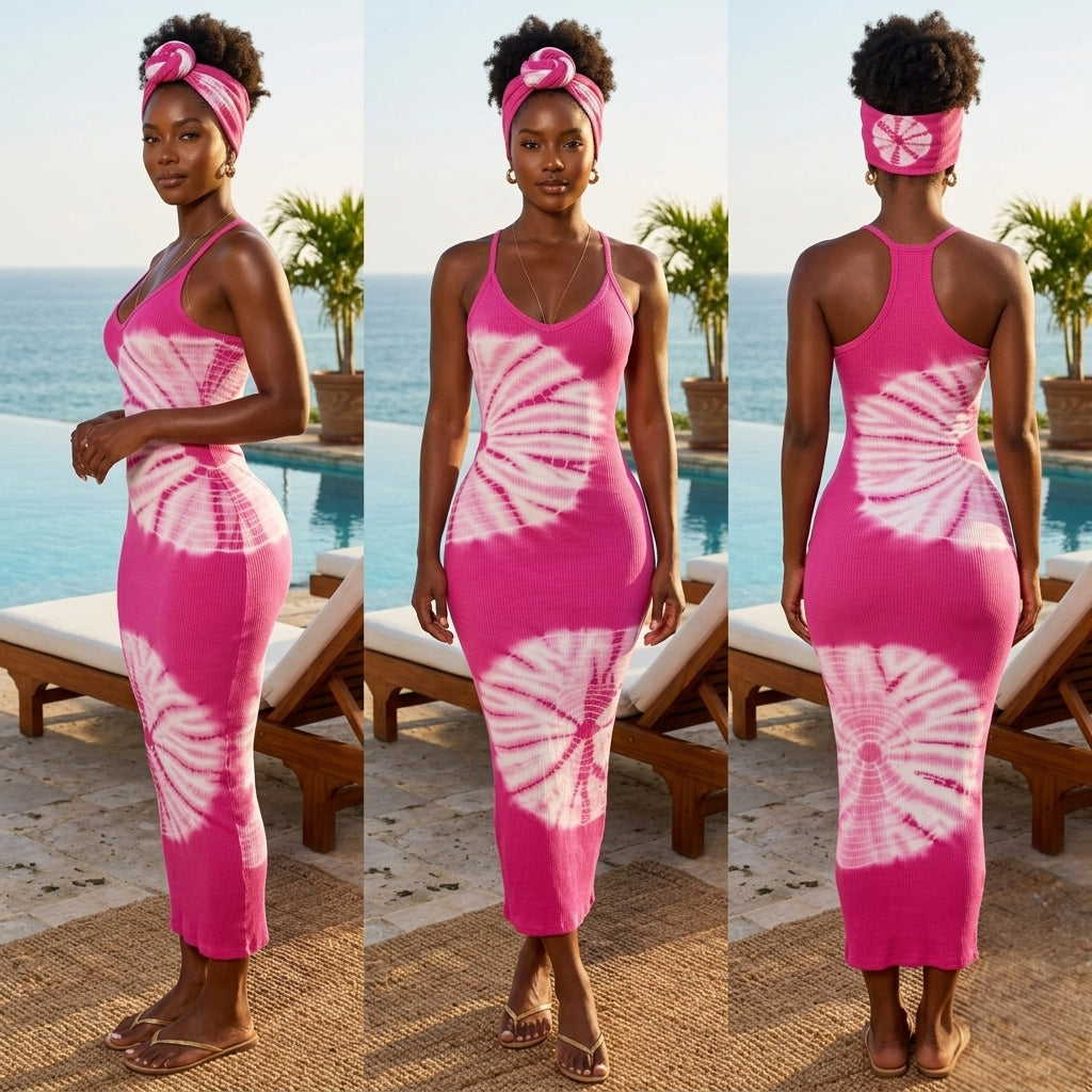Daisy Tie Dye Dress (Pink)