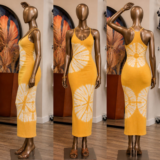 Daisy Tie Dye Dress (Yellow)