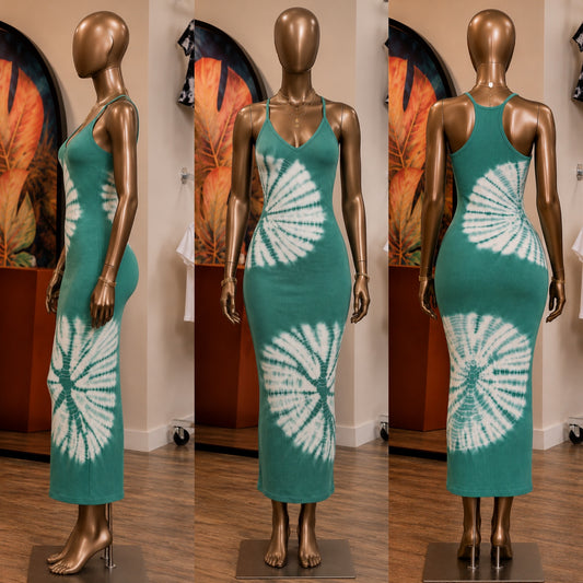 Daisy Tie Dye Dress (Green)