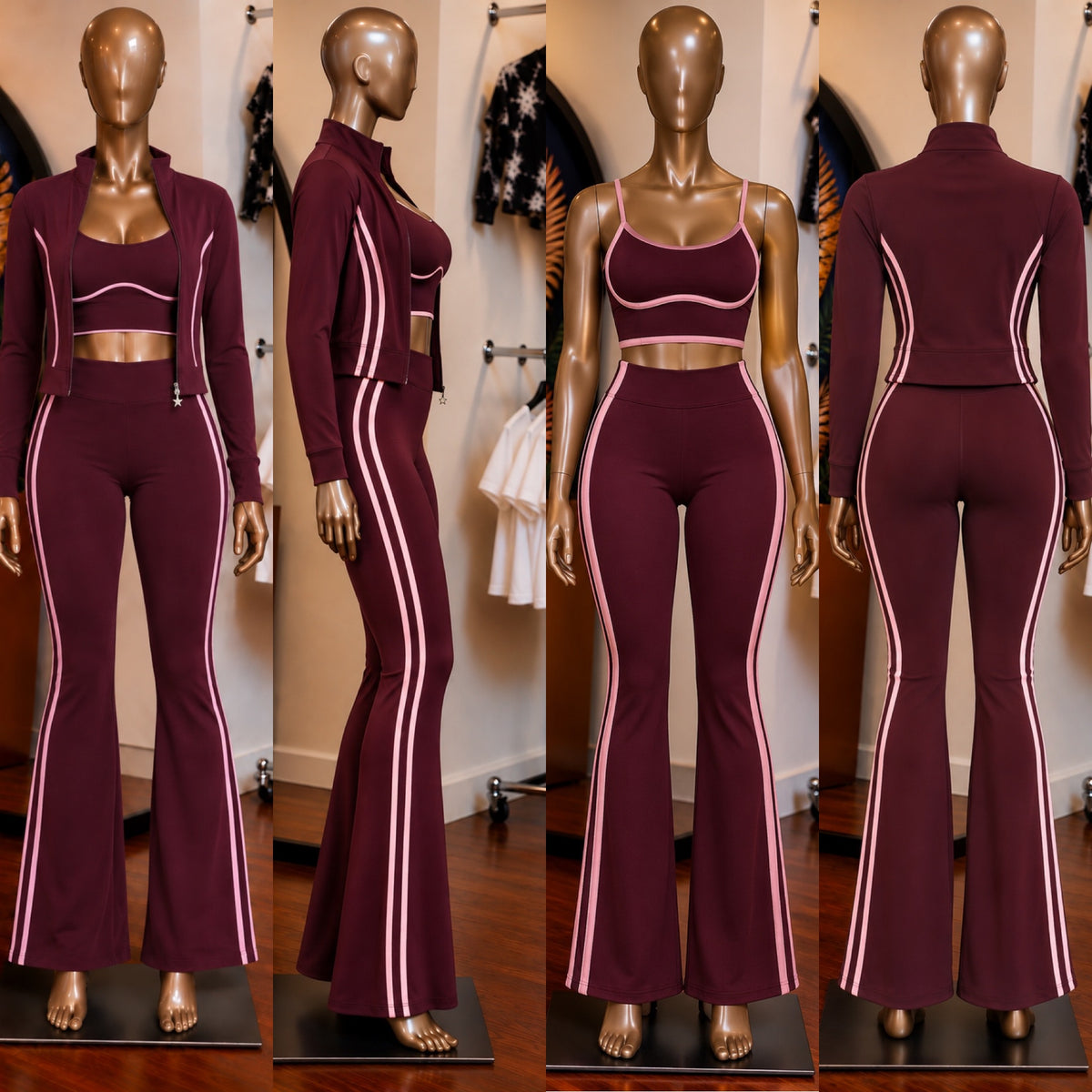 Between The Lines Set (Burgundy/Pink)