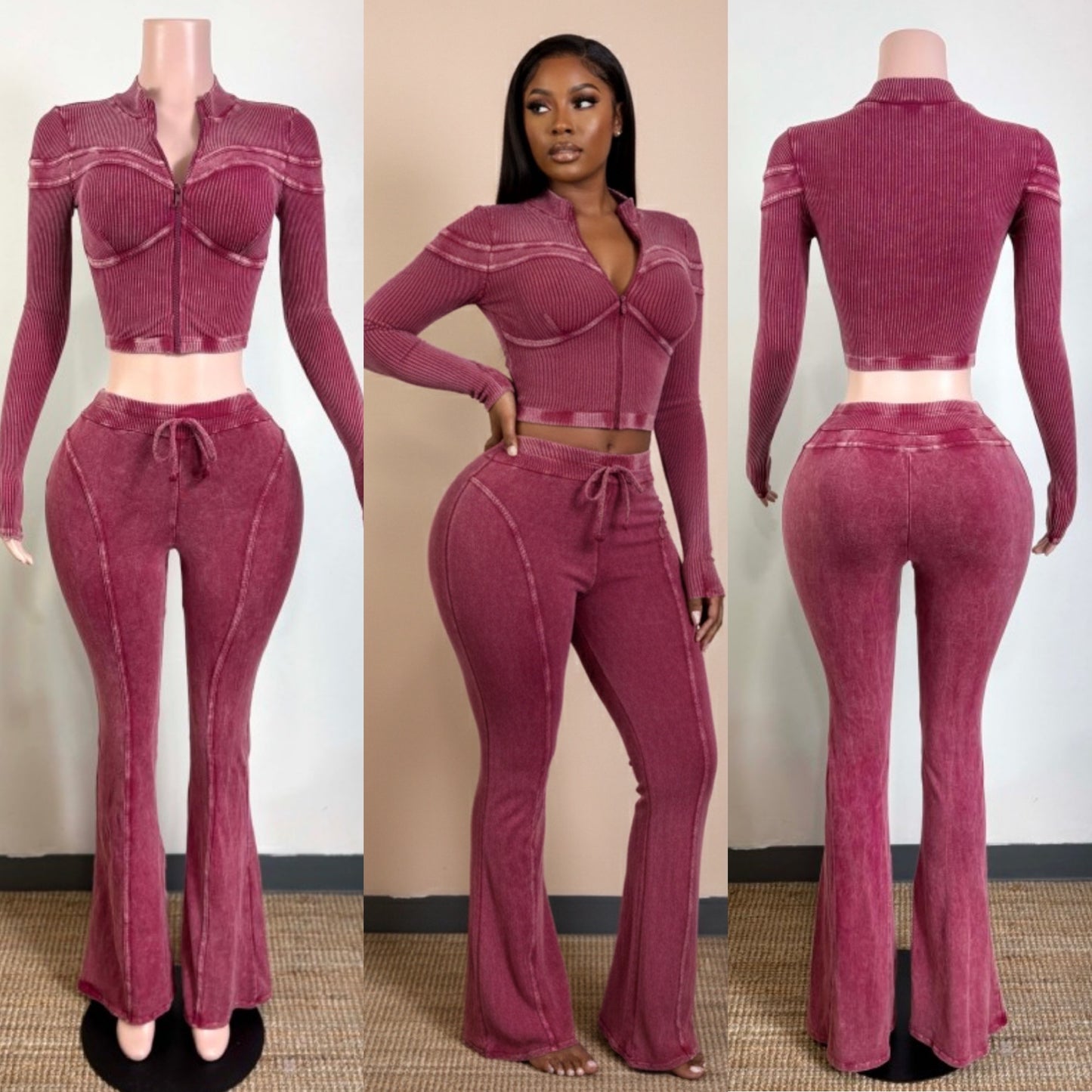 That Girl Pants Set (Burgundy)