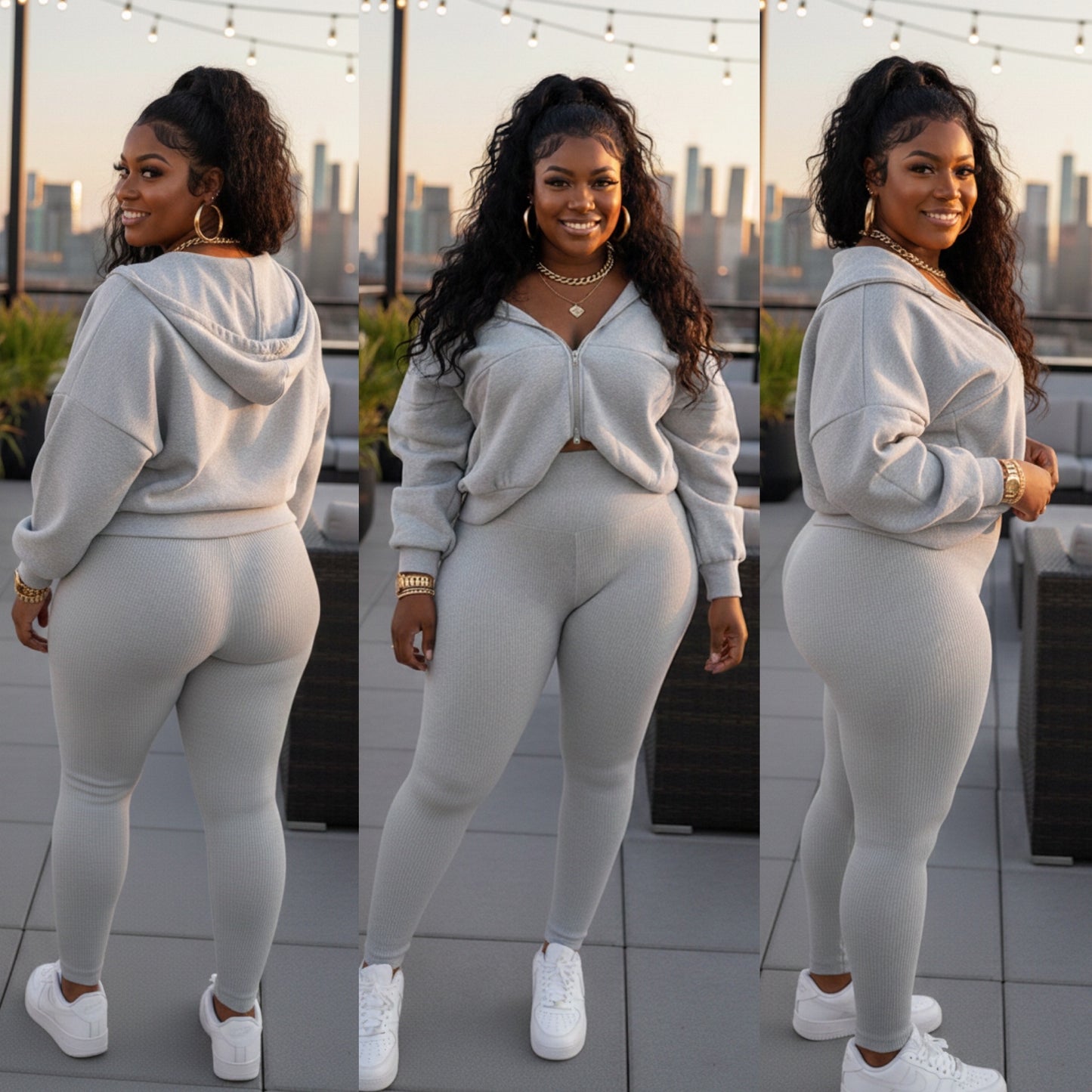 Angie Double Zip Set (Grey)