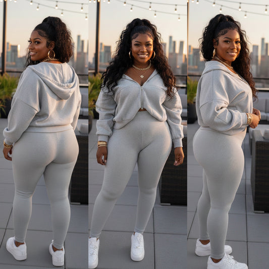 Angie Double Zip Set (Grey)