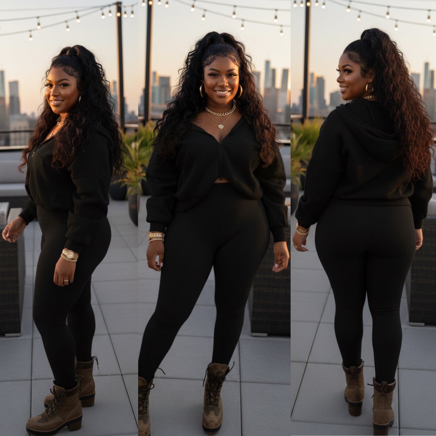 Angie Double Zip Set (Black)