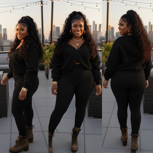 Angie Double Zip Set (Black)