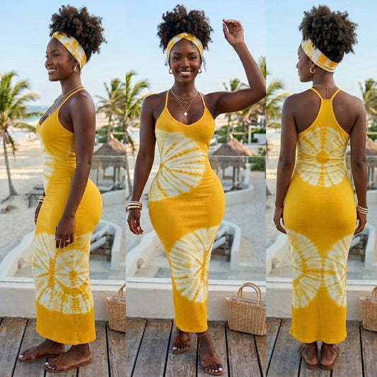 Daisy Tie Dye Dress (Yellow)